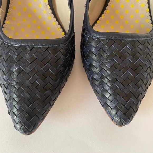Boden Woven Leather Milan Court Shoe 9.5/41 Black/Navy - Picture 8 of 14